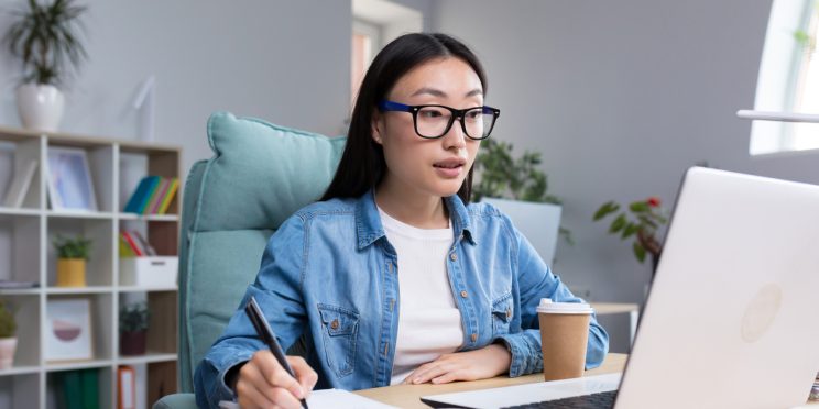 College student studying online