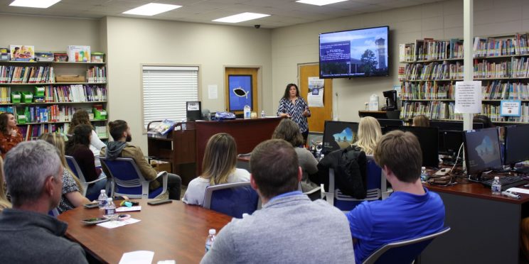 Jennifer Ellisor speaks to students during the 2020 Marketplace Faith Friday Forums.
