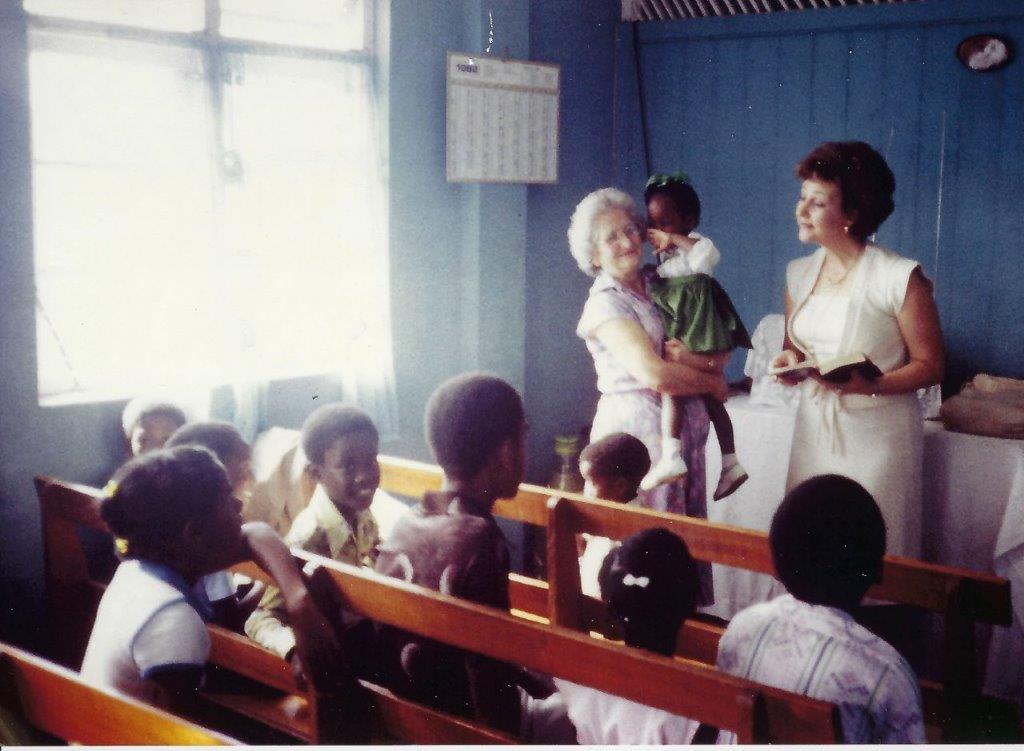 Margaret teaching  Children's class - Dominica Campaign 1982