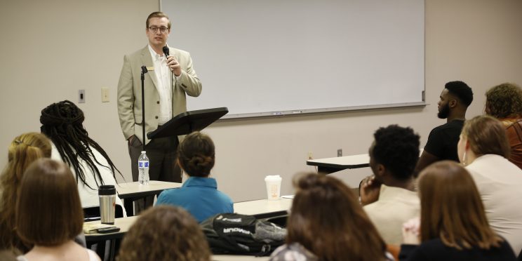 Neil Scott speaks during the 2019 Marketplace Faith Friday Forums.