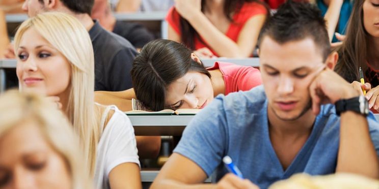 College Student Sleeping in Class